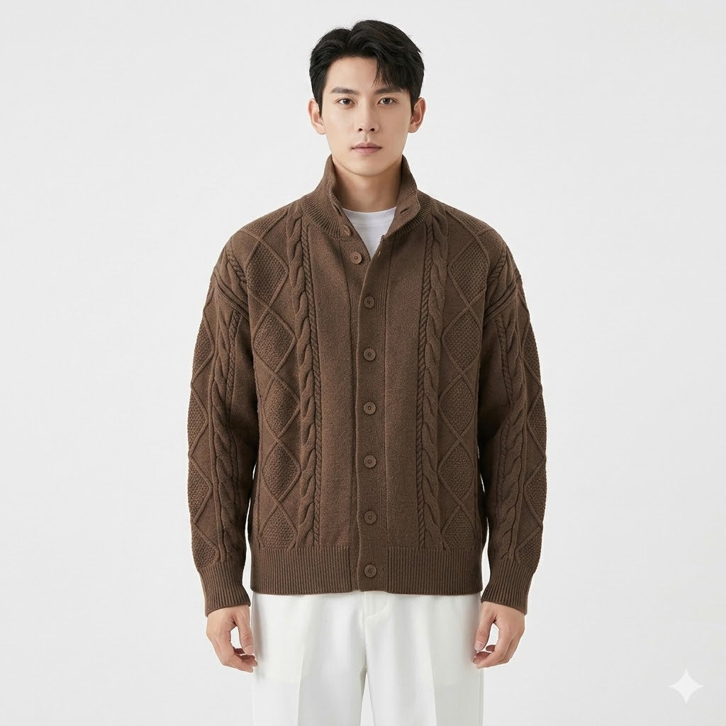Alessio Romano | Premium Cable Knit Cardigan For Men