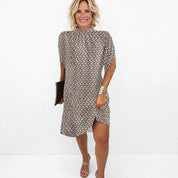 Ginevra Estmore | Brown Geometric Print Shift Dress For Women