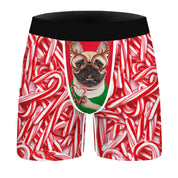 Candy Stripe | Red Candy Cane Print Christmas Boxer Briefs For Men