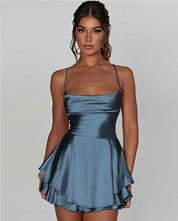 Olivia Martin | Satin Cowl Neck Mini Dress For Women