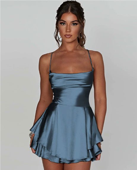 Olivia Martin | Satin Cowl Neck Mini Dress For Women