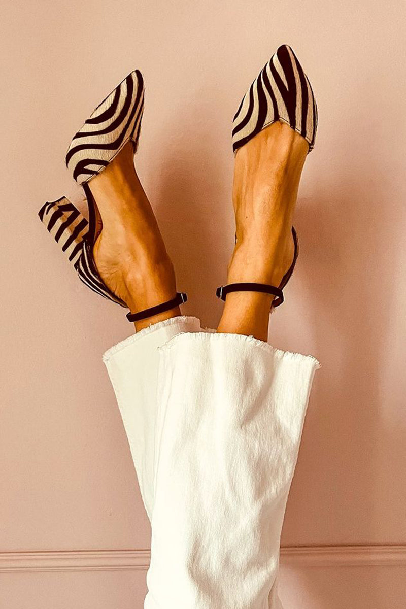 Maddison Hartnett | Zebra Print Sandals With Ankle Strap For Women