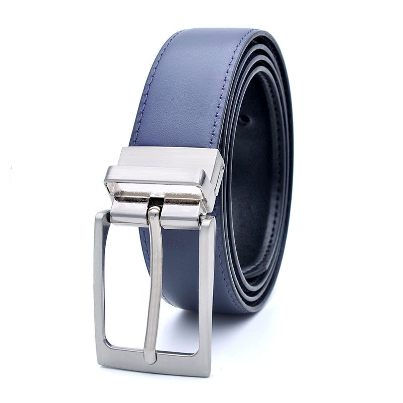 Reversible Genuine Leather Belt - Dark Blue / Black