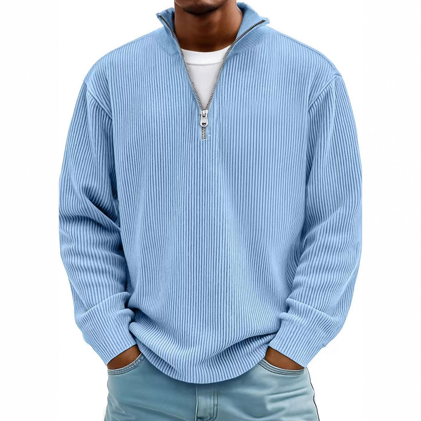 Liam Robertson | Ribbed Corduroy Quarter-Zip Sweatshirt For Men