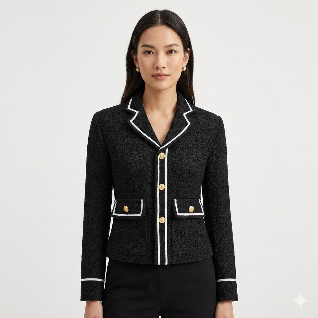 Camille Dubois | Contrast Trim Cropped Blazer For Women