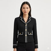 Camille Dubois | Contrast Trim Cropped Blazer For Women