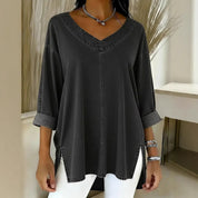Clarissa Dunmore | Relaxed Denim V-Neck Top For Women