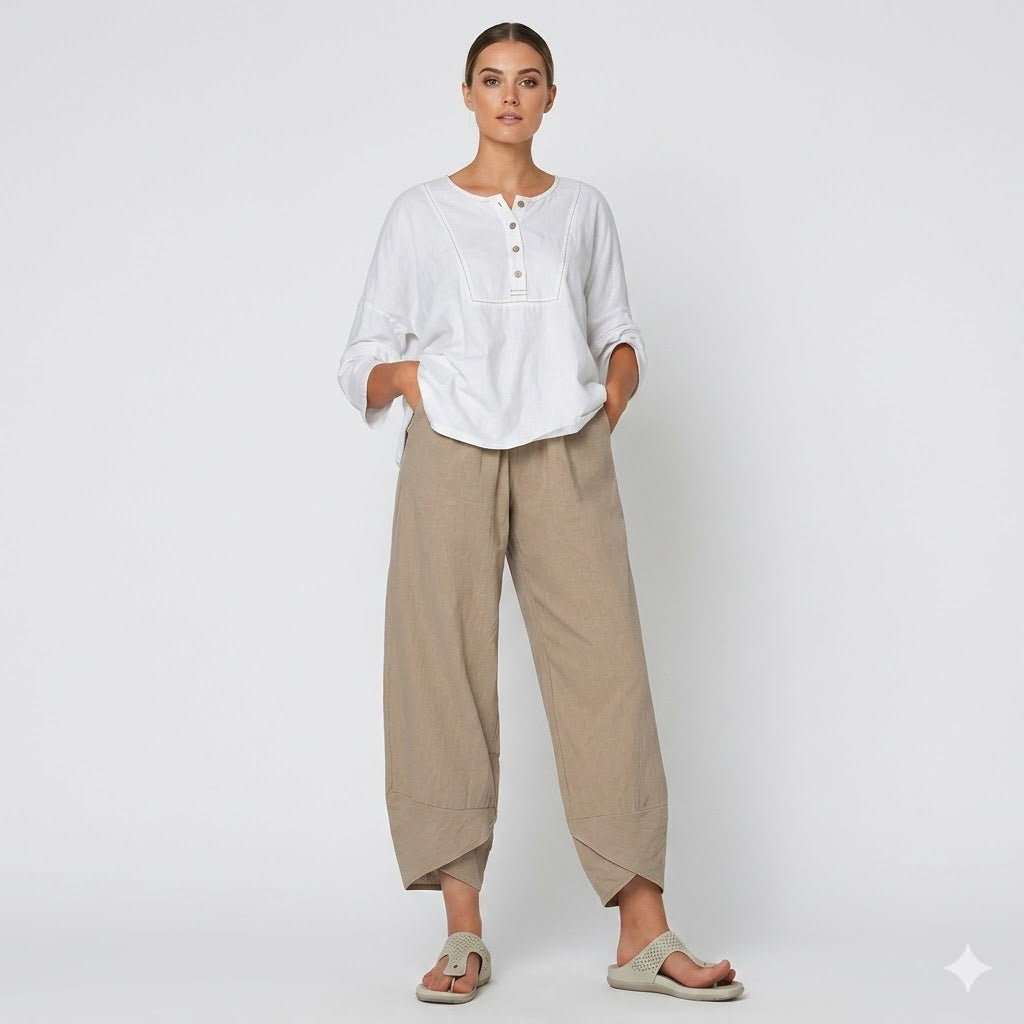 Camille Dubois | Relaxed Linen Wide-Leg Trousers with Effortless Comfort For Women