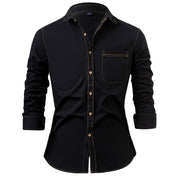 Massimo Milbridge | Denim-Look Long Sleeve Button-Up Shirt For Men