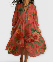 Ava Cooper | Floral V-Neck Midi Dress For Women