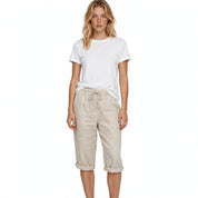 Ottavia Merimbula | Stone Cropped Linen-Look Pants For Women