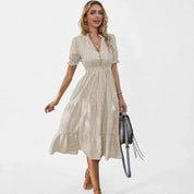 Clara Pennington | Striped V-Neck Summer Dress
