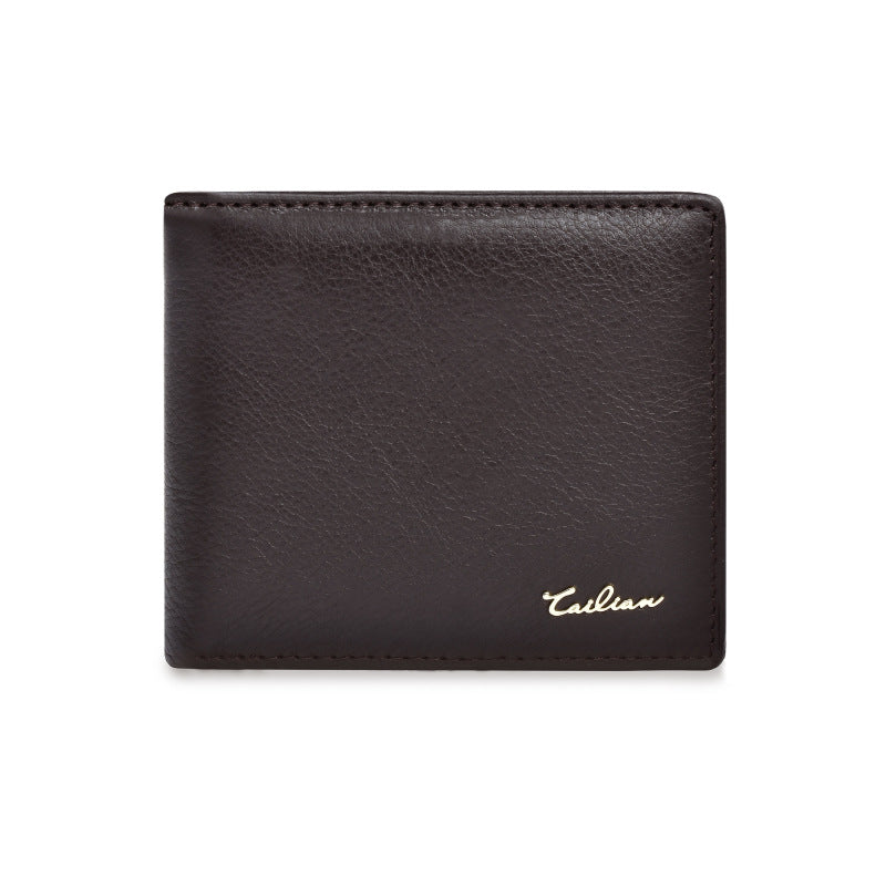 Cowhide Leather Card Wallet - Dark Brown