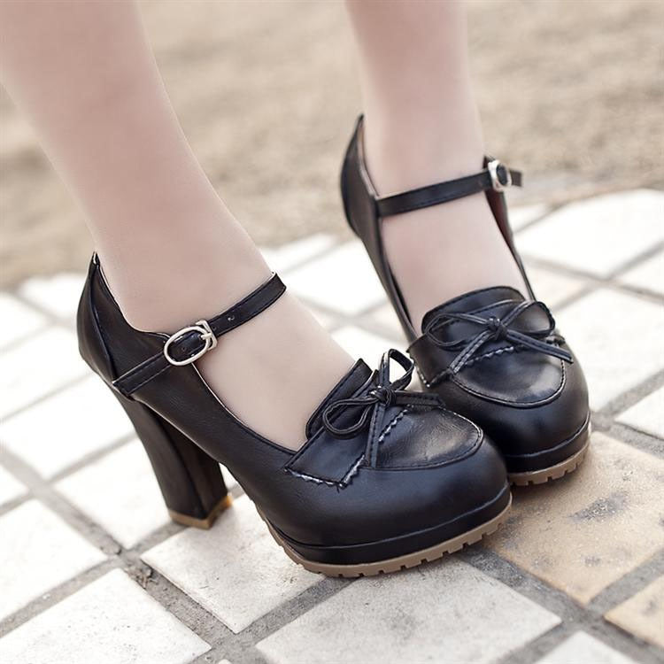 Romina Tarford | Bow Mary Jane Platform Block Heel Pumps For Women