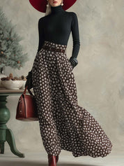 Harper Clarke | Snowflake Print Turtleneck And Skirt Set For Women