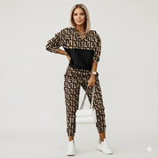 Élodie Laurent | Printed Two-Piece Lounge Set with Chic Statement Pattern For Women