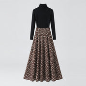 Harper Clarke | Snowflake Print Turtleneck And Skirt Set For Women