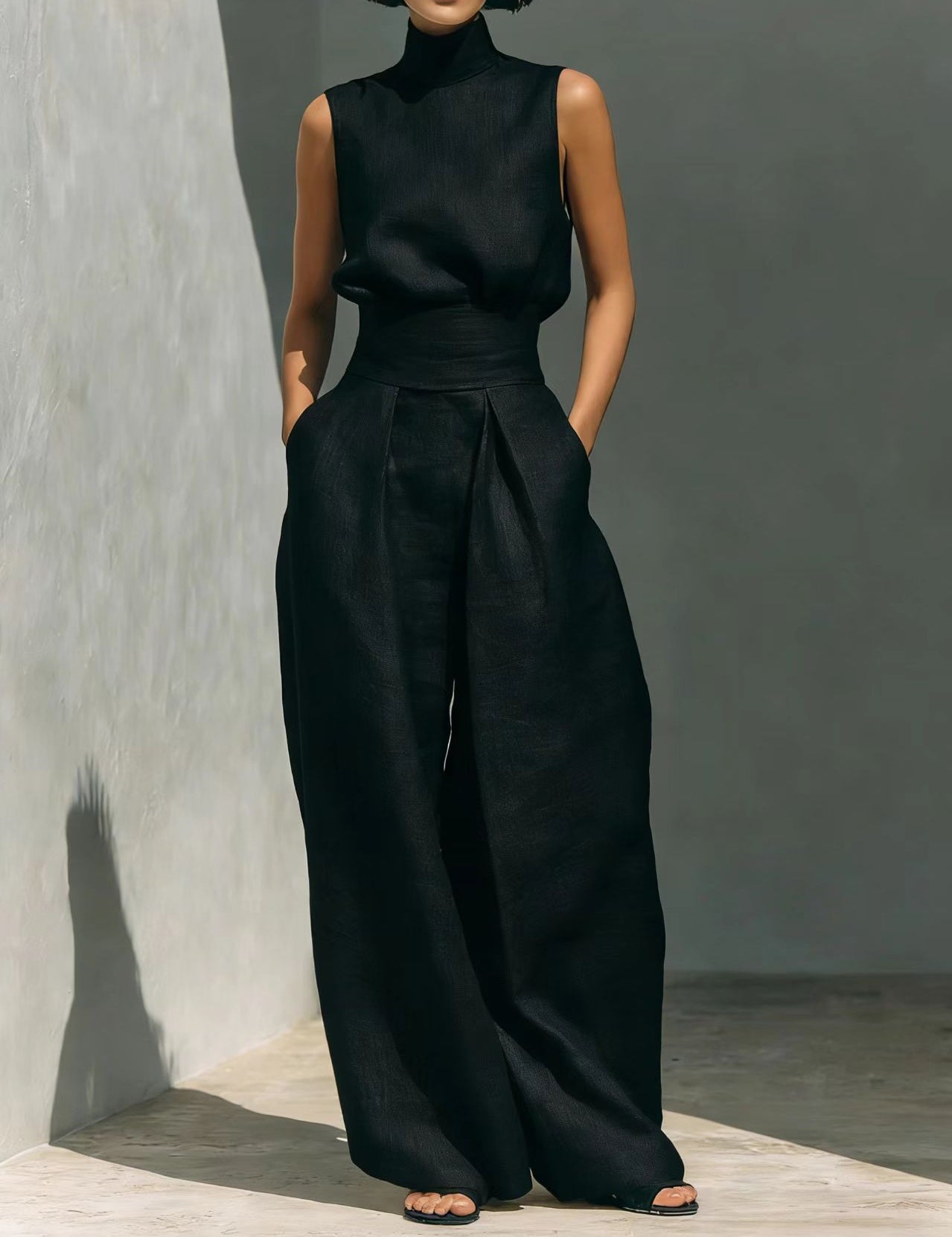 Valentina Creswell | Linen-Look Wide Leg Two-Piece Set For Women
