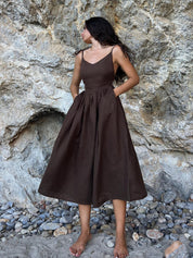 Mia Williams | Cotton V-Neck Midi Dress For Women