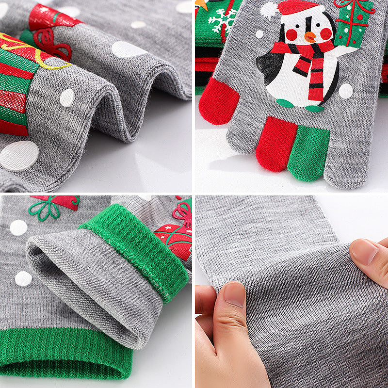 Jingle Bell | Red Santa Print Christmas Socks For Women