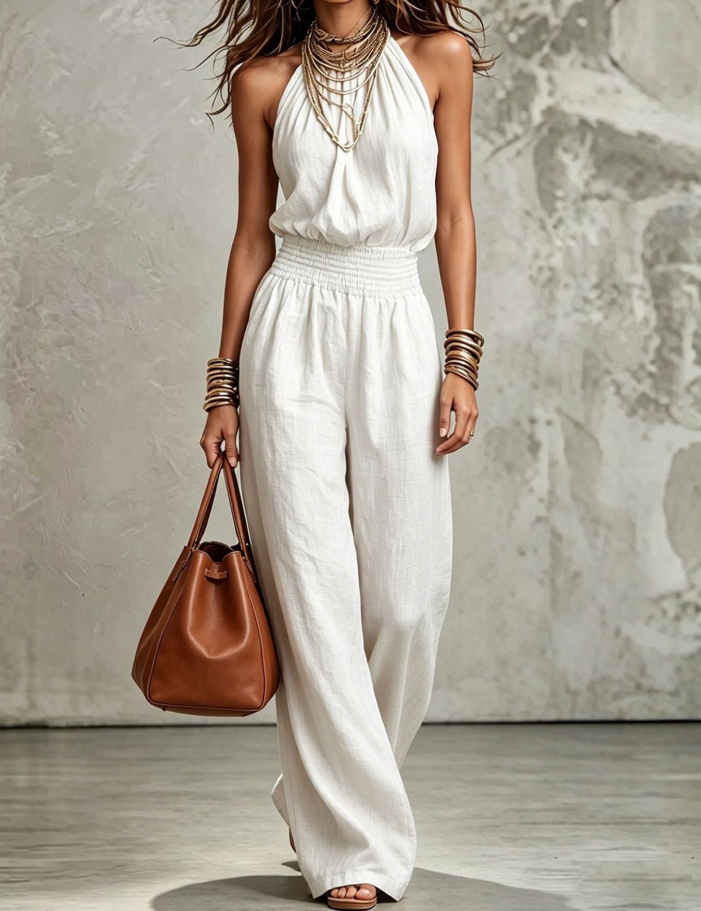 Sienna Murphy | Halter Wide-Leg Jumpsuit For Women