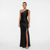 Maddalena Gilstone | One-Shoulder Satin Slit Maxi Dress For Women