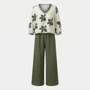 Georgia Fairbanks | Floral Print Wide-Leg Two-Piece Set For Women