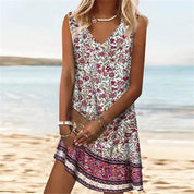 Lucrezia Loxbrook | Boho Print Sleeveless Shift Dress For Women