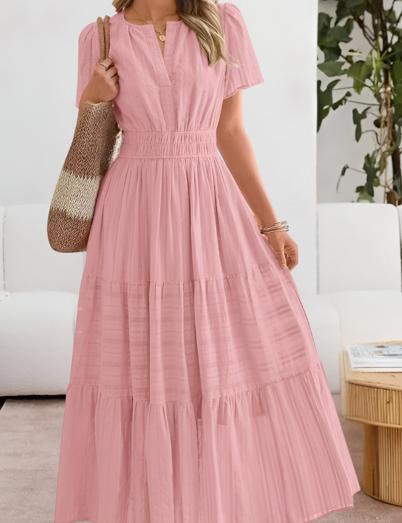 Chloe Evans | Tiered Flutter-Sleeve Maxi Dress For Women