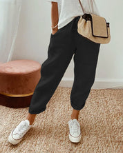 Matteo Ricci | Relaxed Linen Drawstring Trousers with Tapered Fit For Women