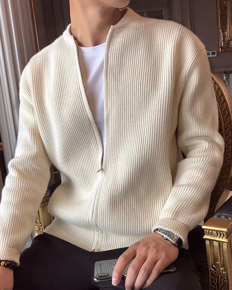 Matteo Bellini | Ribbed Zip Cardigan with Refined Comfort For Men