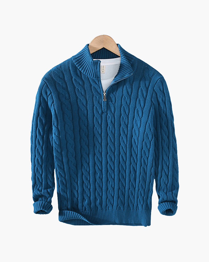 Francesco Bellandi | Cable Knit Half-Zip Sweater with Classic Texture For Men
