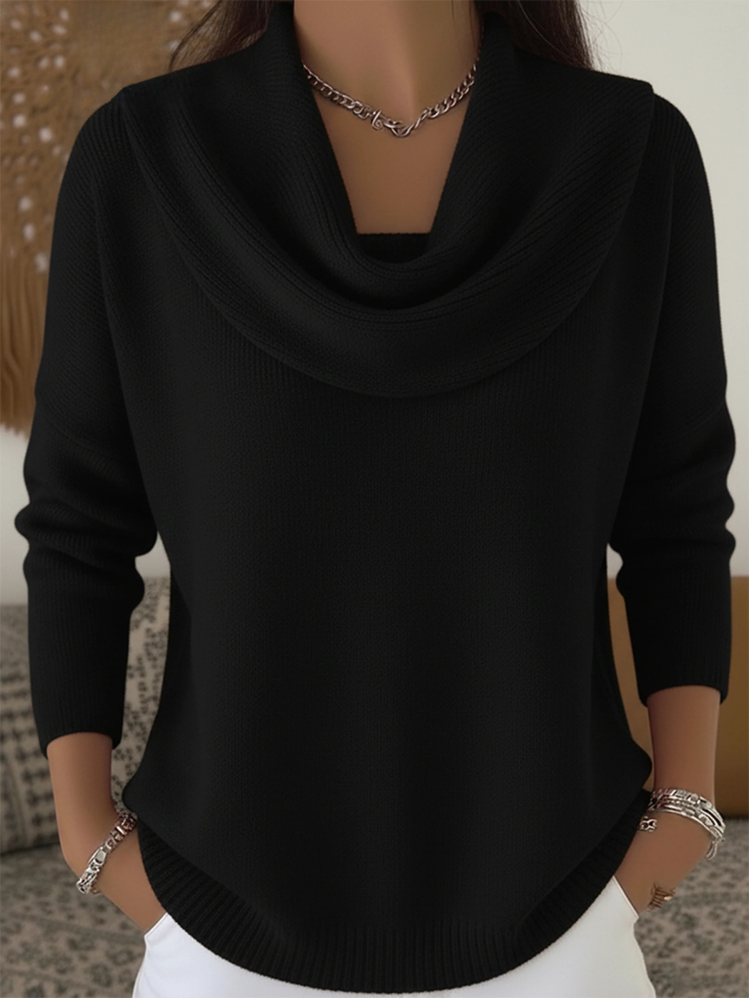Victoria Sinclair | Soft Knit Cowl Neck Sweater For Women