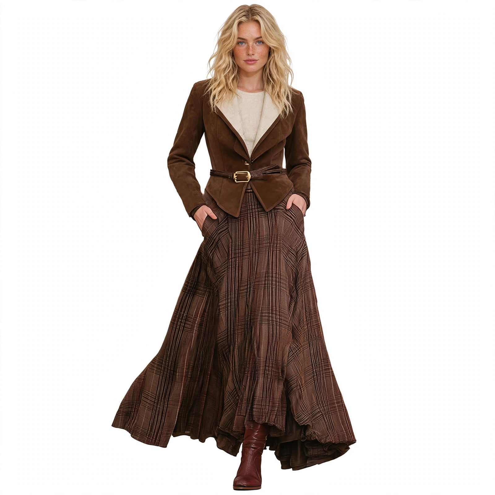 Rosalind Fairweather | Plaid Maxi Skirt With Pockets For Women
