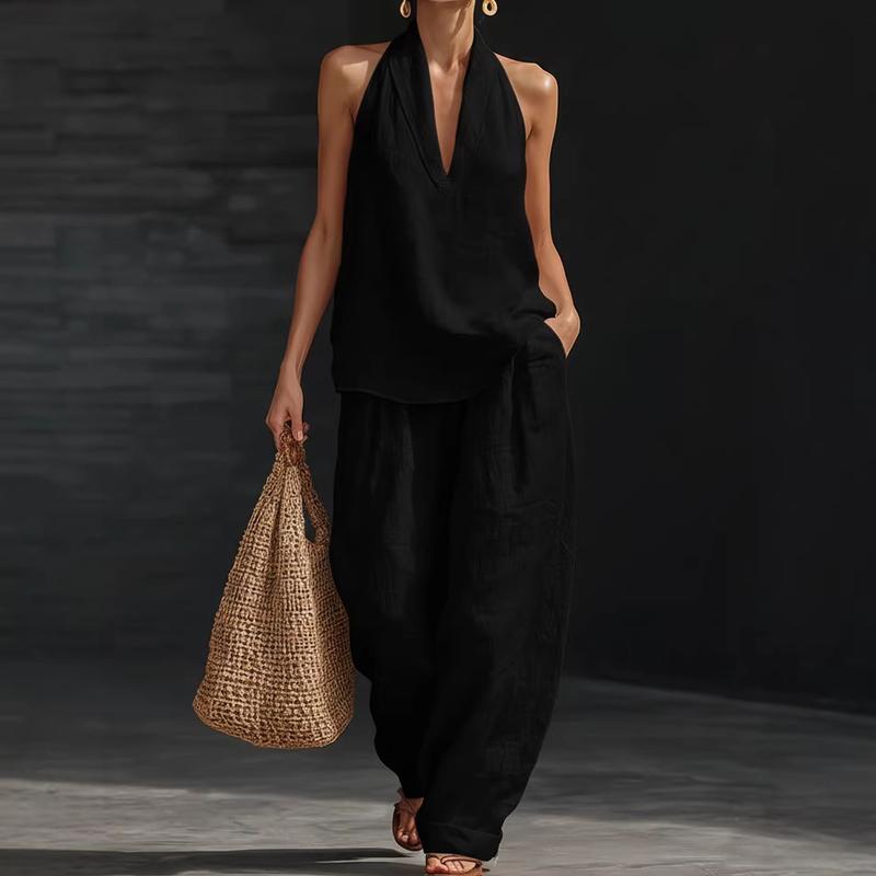 Bridie Ashcroft | Linen Tank Top and Wide-Leg Pants Set For Women
