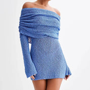 Isla Kelly | Off-Shoulder Knit Mini Dress For Women