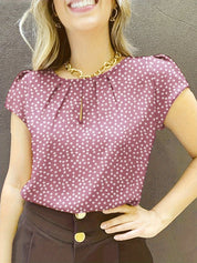 Ophelia Lockhart | Polka Dot Blouse With Keyhole Detail For Women