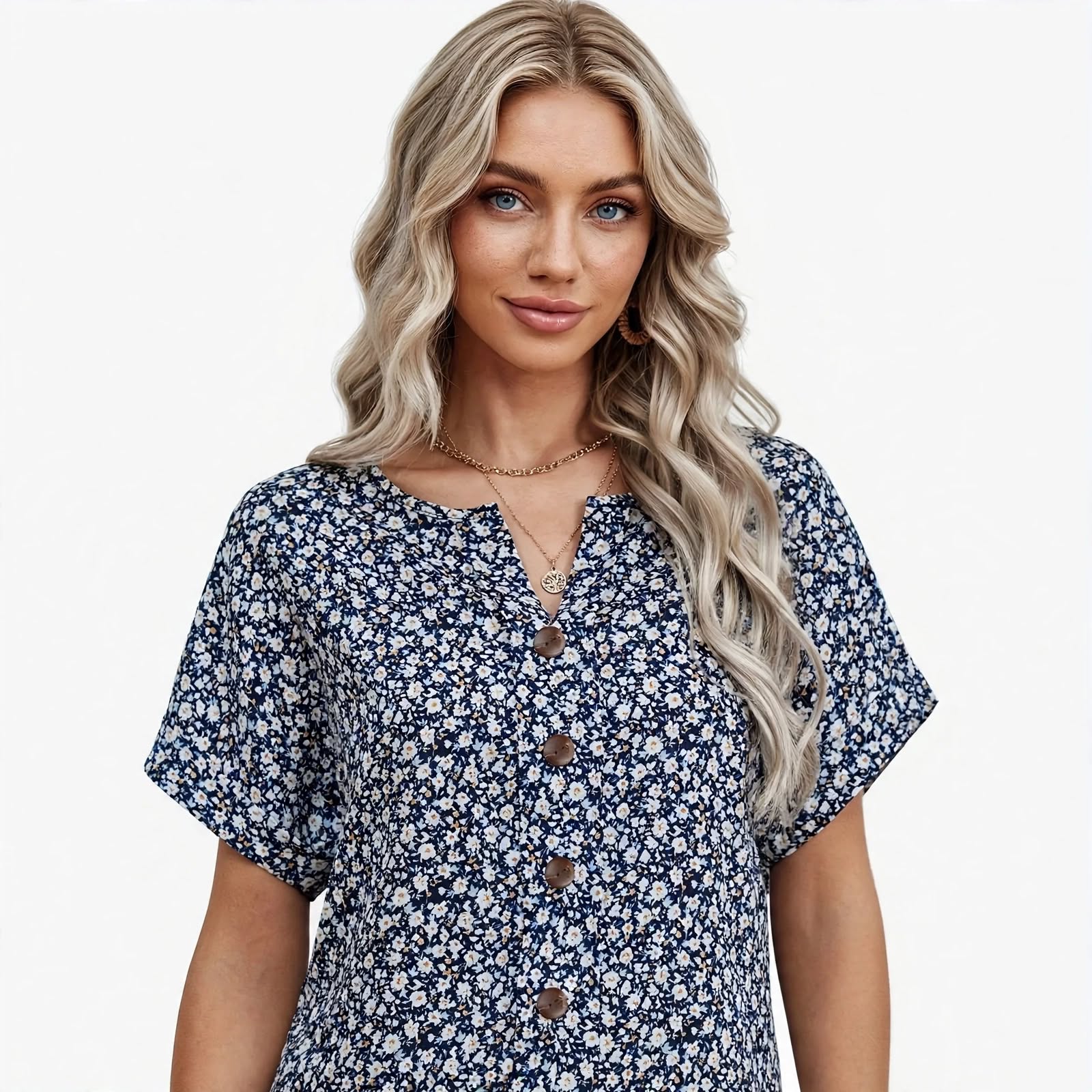 Grace Delaney | Floral Print Blouse With Button Detail