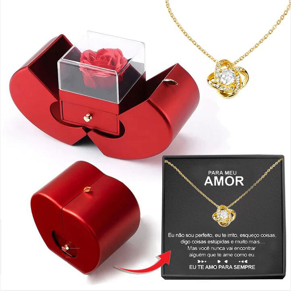 Matilda Cross | Preserved Rose Jewellery Box With Necklace For Women
