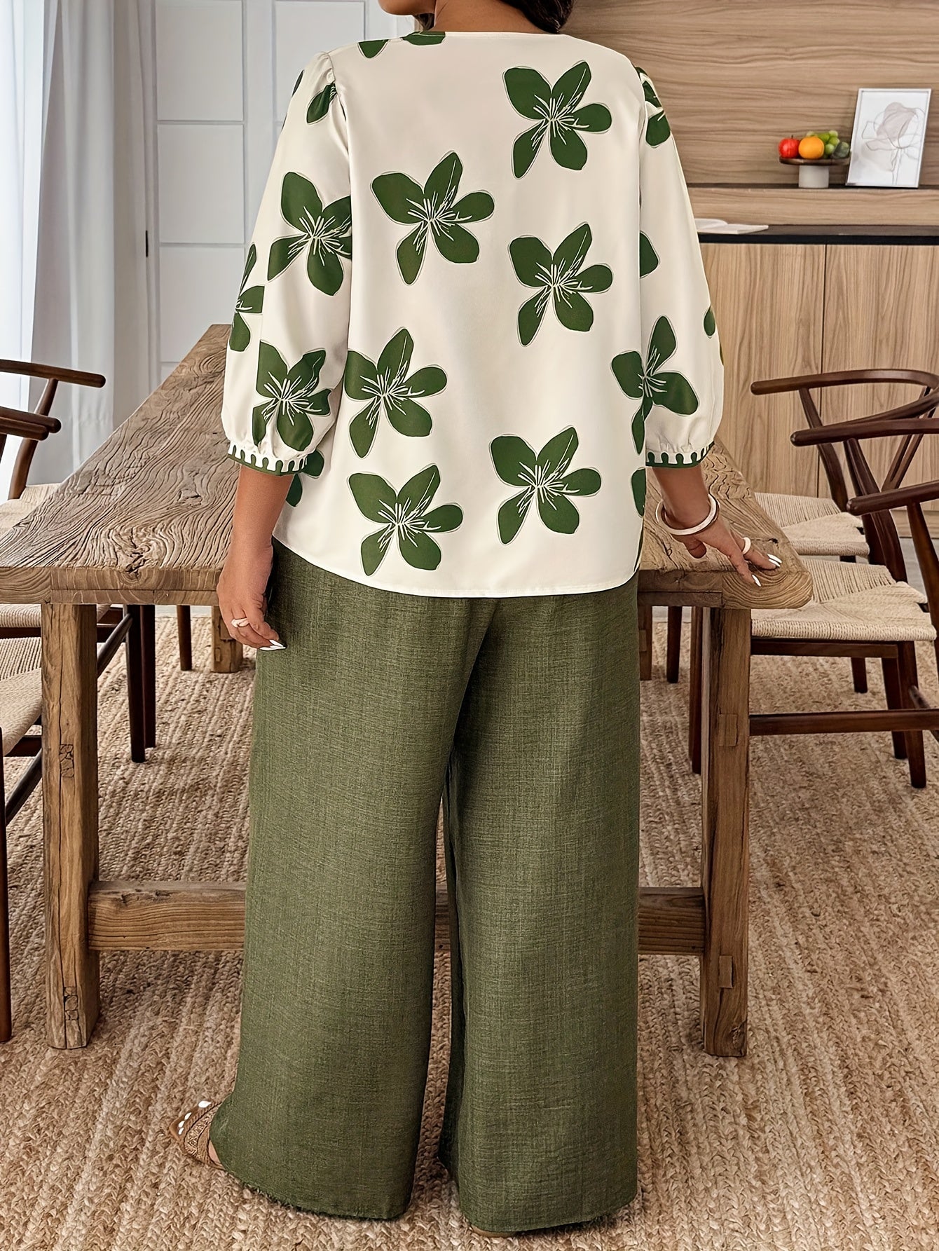 Georgia Fairbanks | Floral Print Wide-Leg Two-Piece Set For Women
