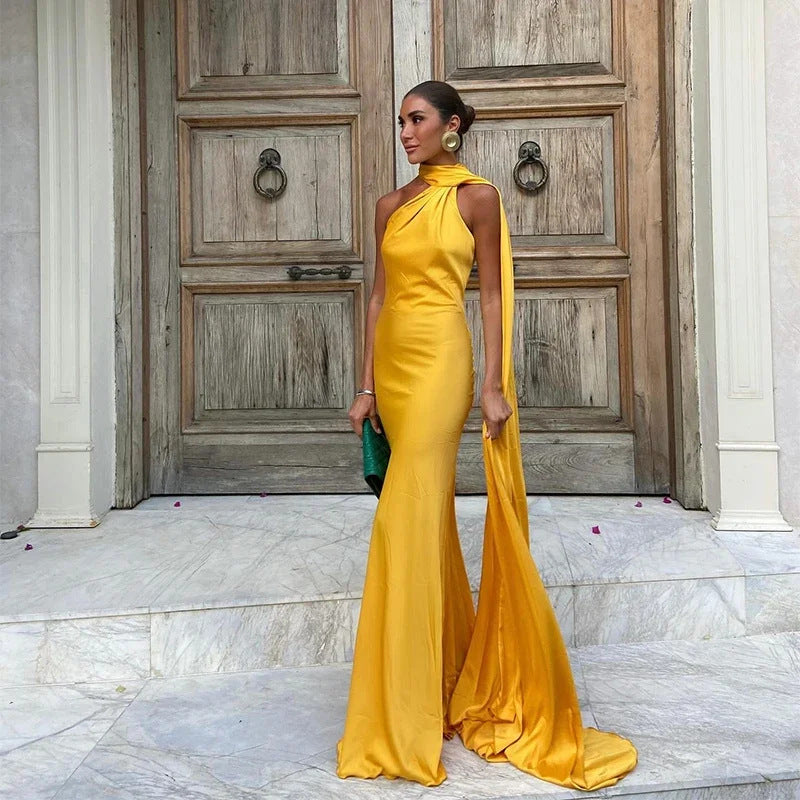 Georgia Mitchell | Satin Halter Maxi Dress For Women