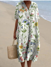 Bice Tidmore | Floral Print V-Neck Midi Dress For Women