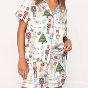 Tinsel Town | Black Candy Cane Print Christmas Pyjamas For Women