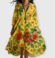 Ava Cooper | Floral V-Neck Midi Dress For Women