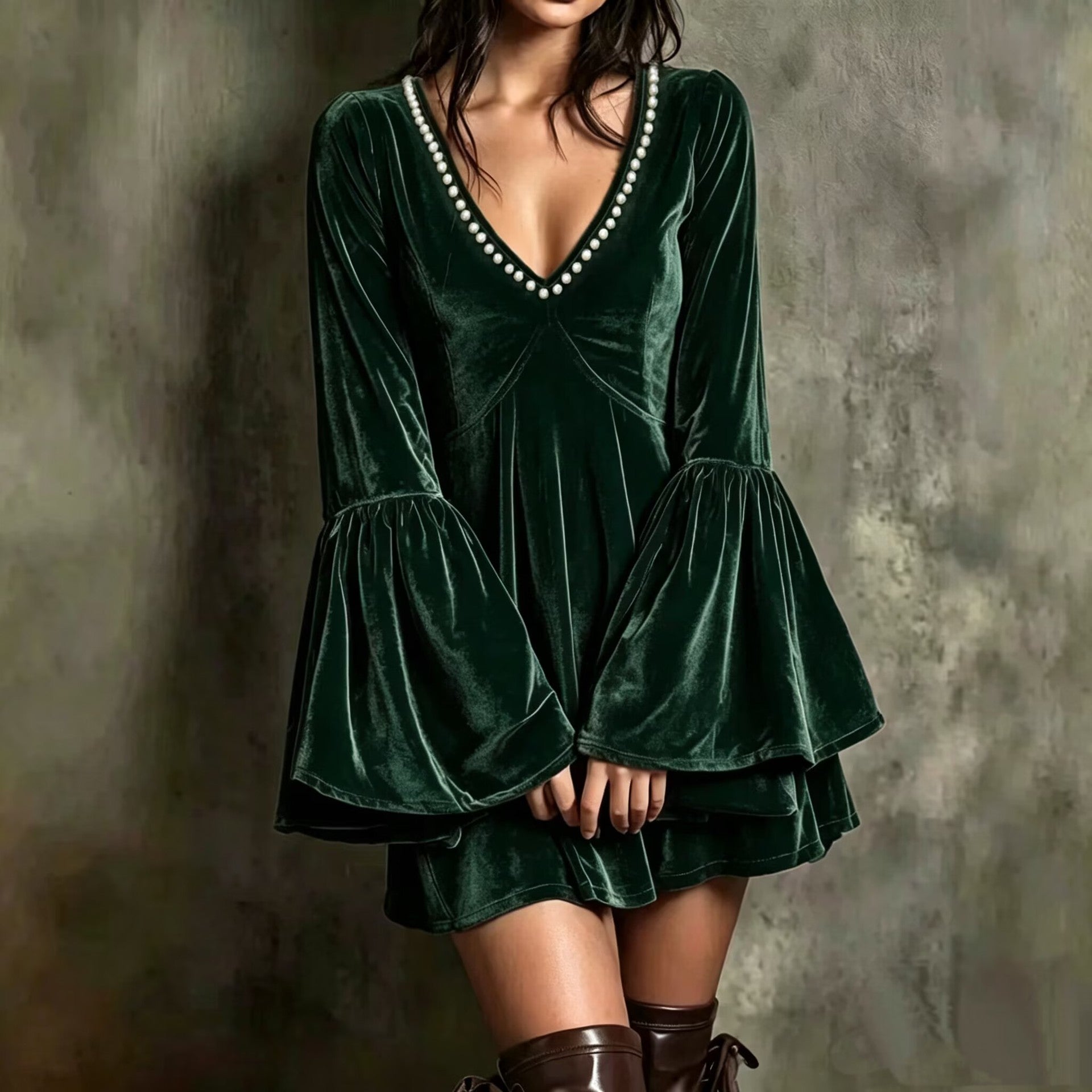 Mia Sterling | Velvet Christmas Party Dress For Women