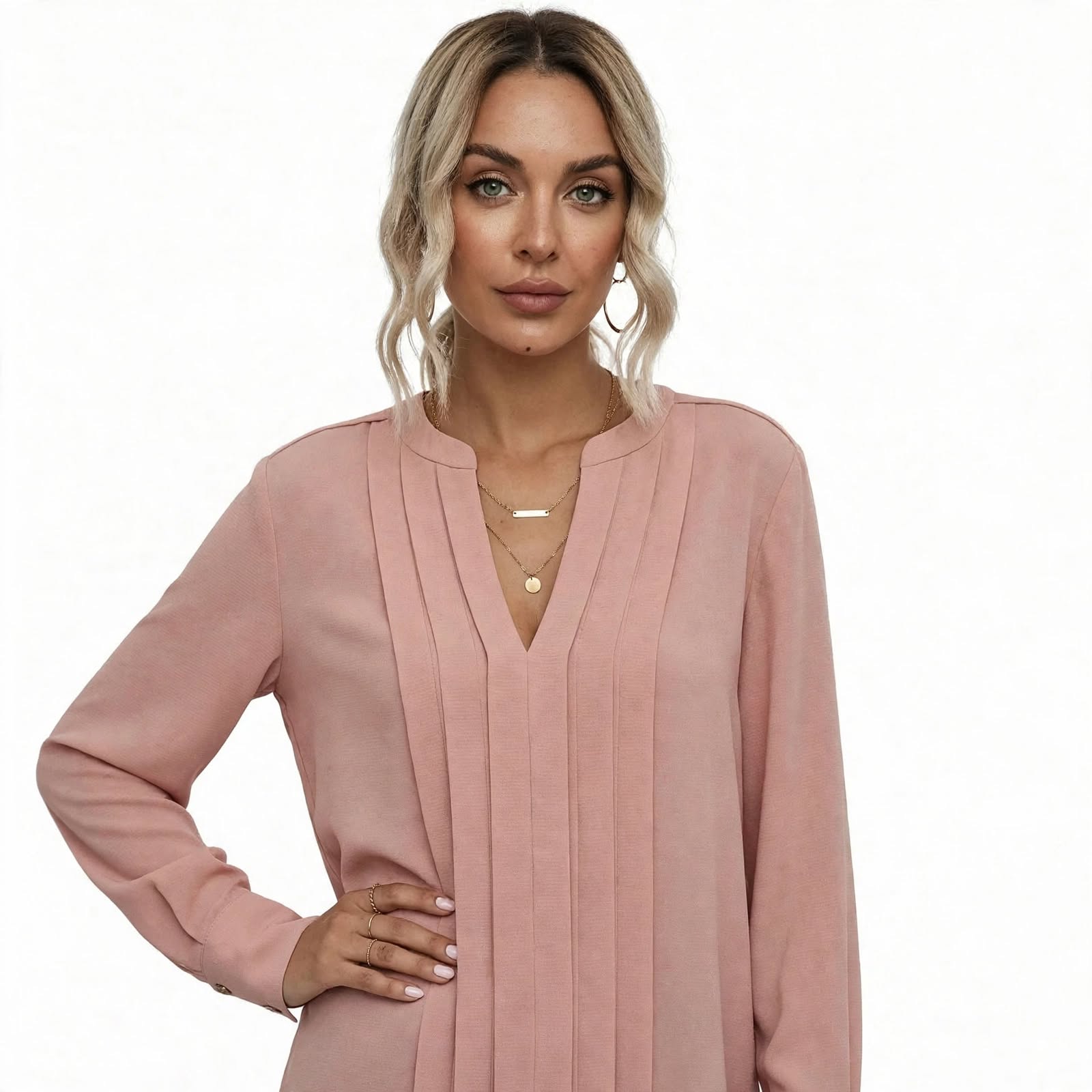 Isobel Radley | Pleated V-Neck Blouse For Women