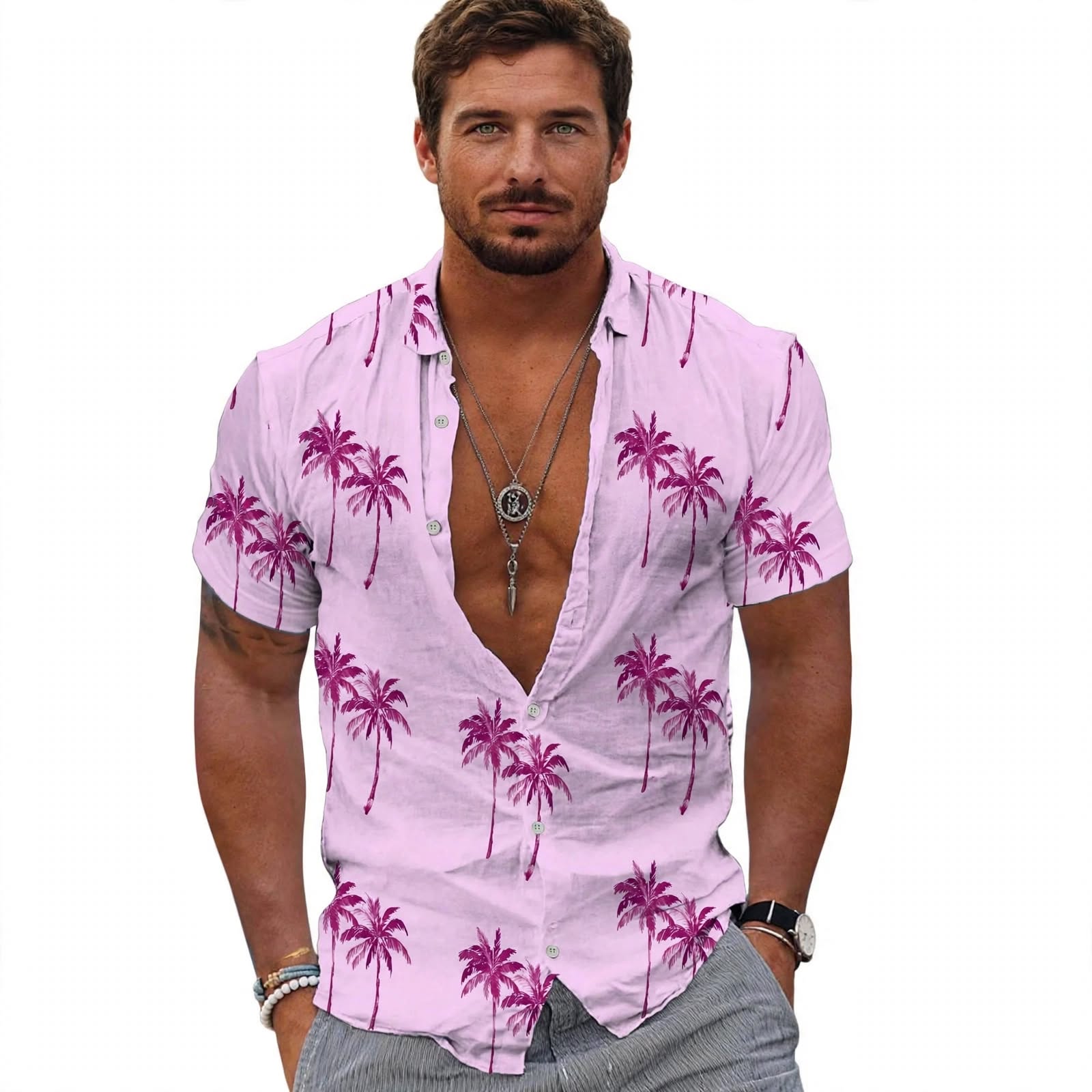 Rhys Calloway | Hawaiian Shirt With Palm Tree Print For Men