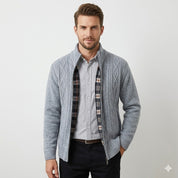 Matteo Sinclair | Cable Knit Zip Cardigan For Men