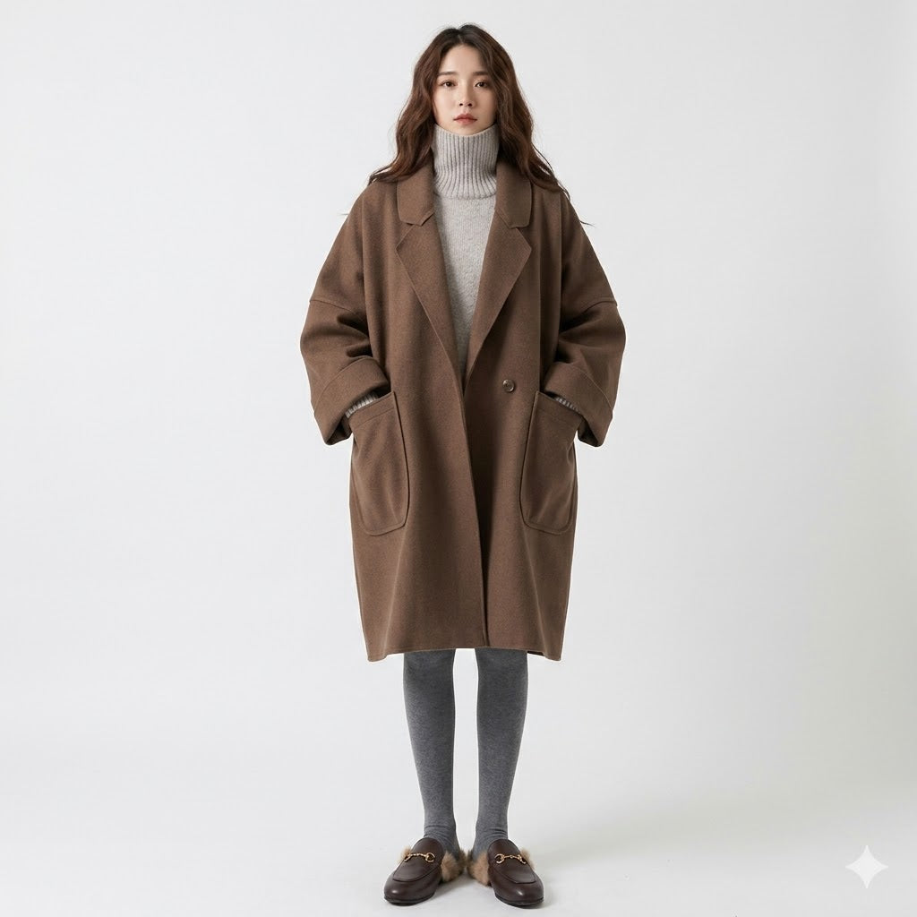 Élodie Marchand | Longline Wool Blend Coat For Women