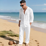 Valerio Gilgate | Linen-Look Shirt And Trousers Set For Men